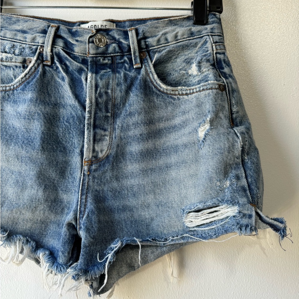 Agolde Jaden High Rise Cut Off Distressed Light Wash - Picture 4 of 9